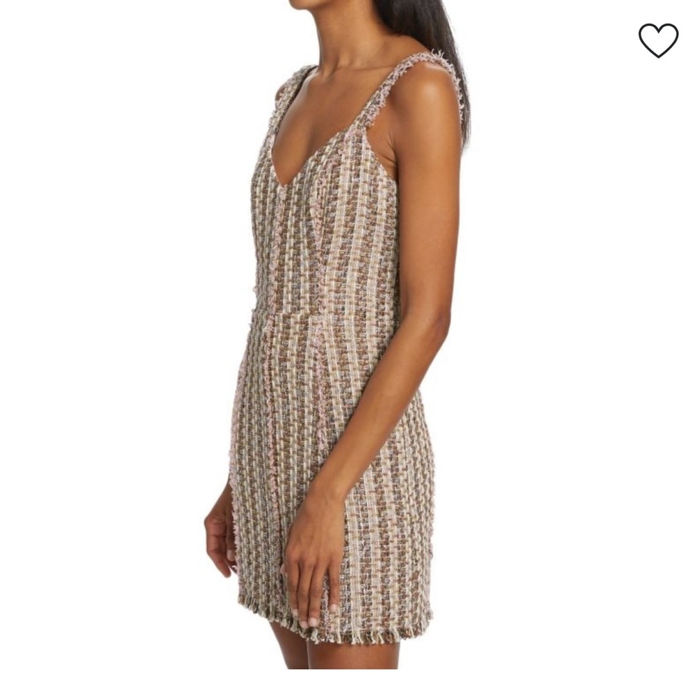 Ramy Brook Reese V-Neck Tweed Minidress - Cream and Brown